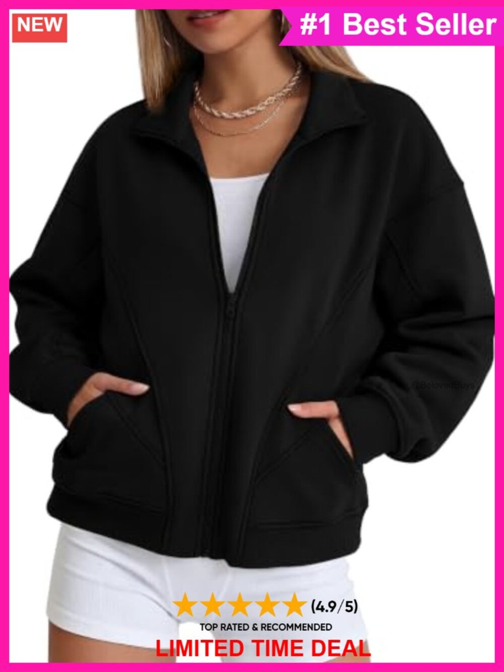 Women's Oversized Fleece Zip Up Sweatshirt Y2K Batwing Sleeve Jacket